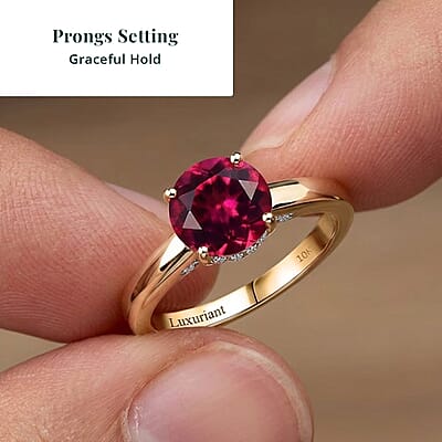 Certified & Appraised AAA Luxuriant Bixbite (LG) and E-F VS Lab Grown Diamond 2.10 ctw Ring in 10K Yellow Gold (Size 10.0)