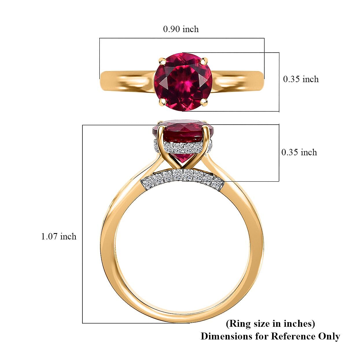 Certified & Appraised AAA Luxuriant Bixbite (LG) and E-F VS Lab Grown Diamond 2.10 ctw Ring in 10K Yellow Gold (Size 6.0)  image number 5