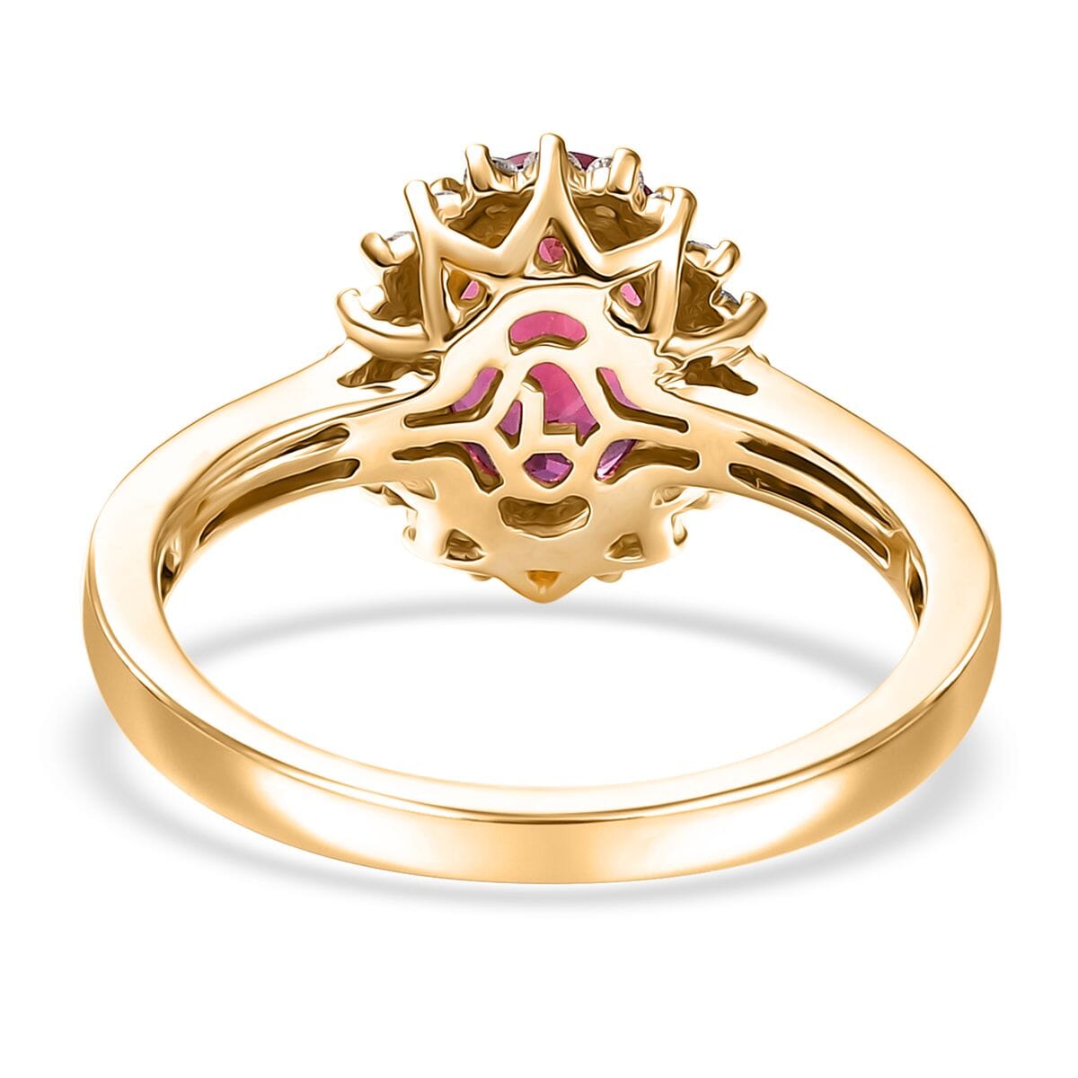 Certified & Appraised AAA Luxuriant Bixbite (LG) and E-F VS Lab Grown Diamond 2.15 ctw Ring in 10K Yellow Gold (Size 10.0) image number 4