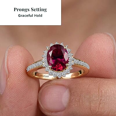 Certified & Appraised AAA Luxuriant Bixbite (LG) and E-F VS Lab Grown Diamond 2.15 ctw Ring in 10K Yellow Gold (Size 10.0)