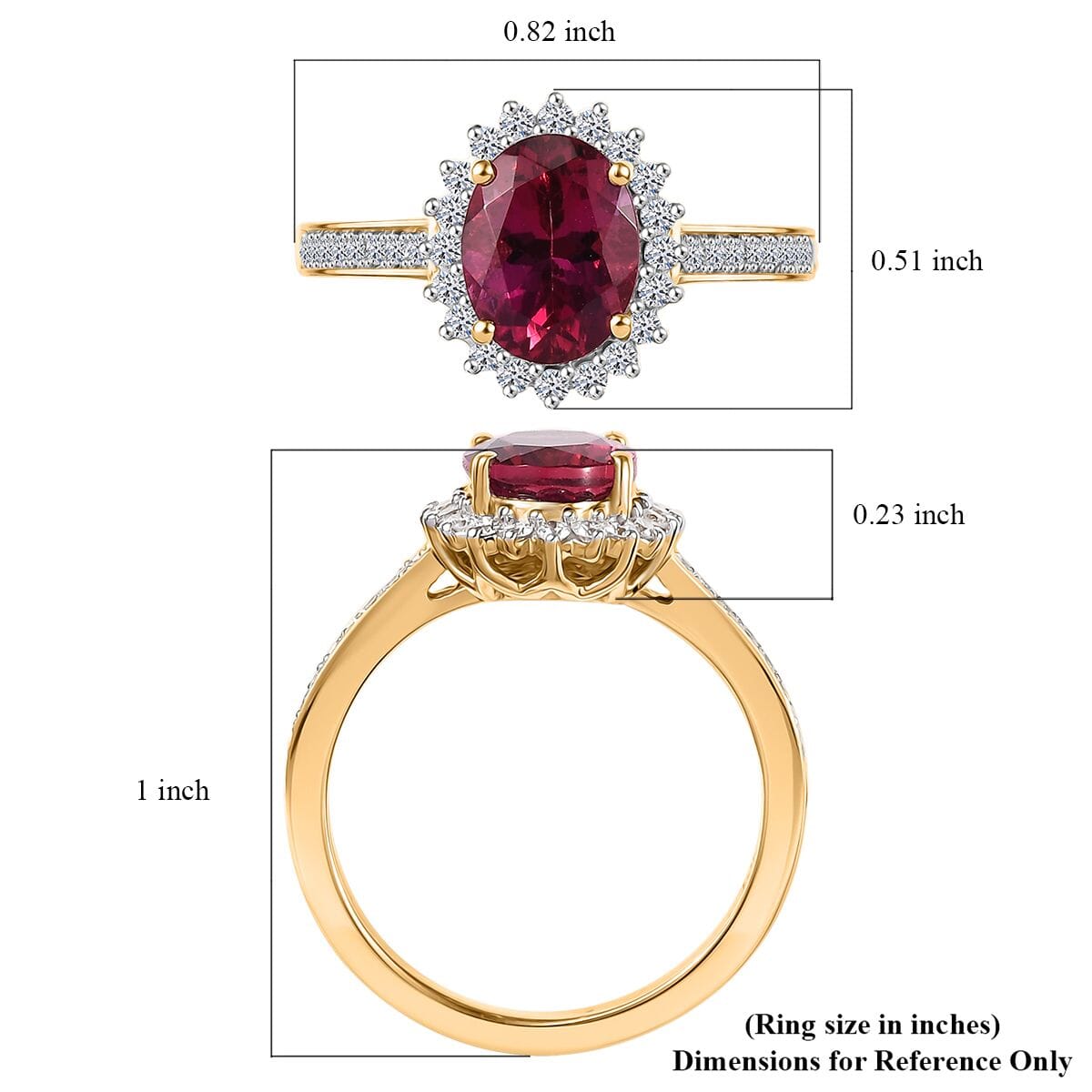 Certified & Appraised AAA Luxuriant Bixbite (LG) and E-F VS Lab Grown Diamond 2.15 ctw Ring in 10K Yellow Gold (Size 10.0) image number 5