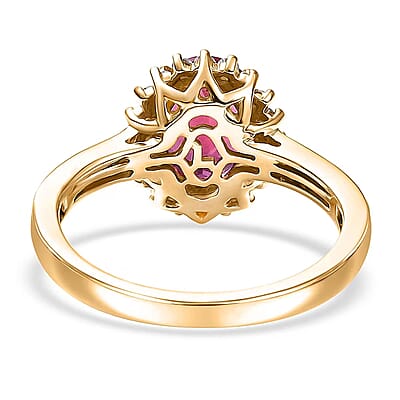 Certified & Appraised AAA Luxuriant Bixbite (LG) and E-F VS Lab Grown Diamond 2.15 ctw Ring in 10K Yellow Gold (Size 10.0)