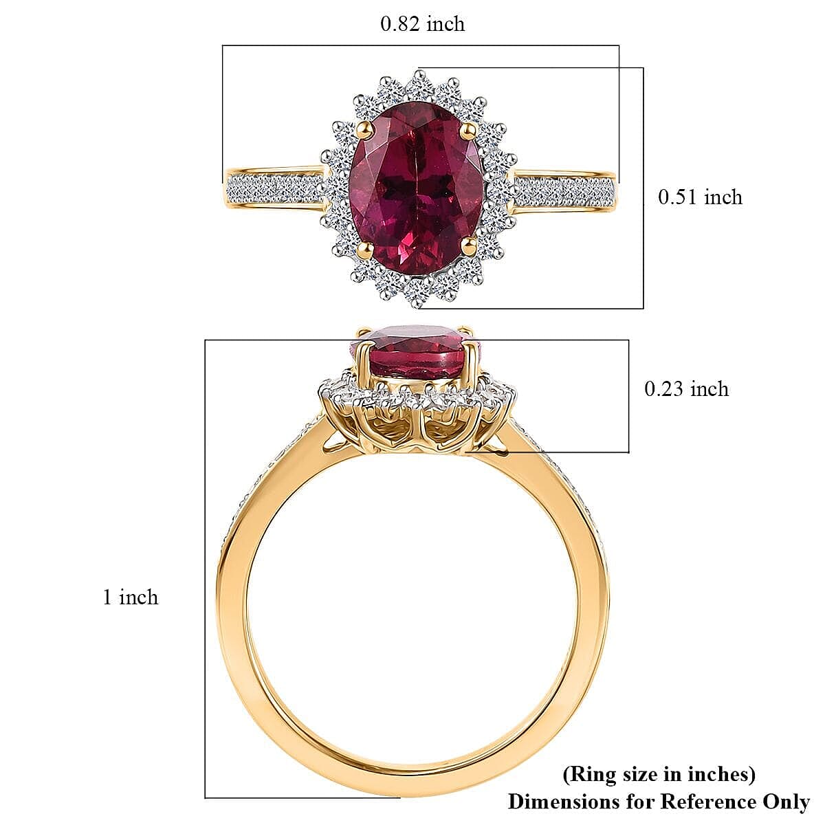 Certified & Appraised 10K Yellow Gold AAA Luxuriant Lab Grown Bixbite and Lab Grown Diamond (E-F, VS) (0.35 cts) Ring (Size 5.5) (Del. in 10-12 Days) 2.15 ctw image number 5