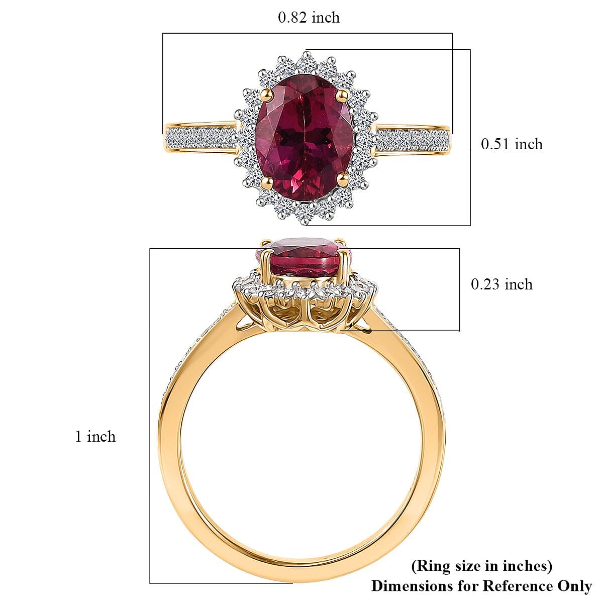 Certified & Appraised AAA Luxuriant Bixbite (LG) and E-F VS Lab Grown Diamond 2.15 ctw Ring in 10K Yellow Gold (Size 6.0) image number 5