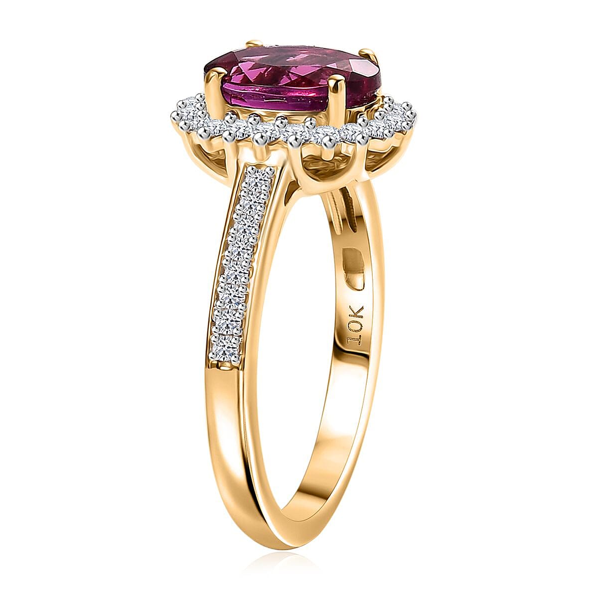 Certified & Appraised AAA Luxuriant Bixbite (LG) and E-F VS Lab Grown Diamond 2.15 ctw Ring in 10K Yellow Gold (Size 7.0)  image number 3