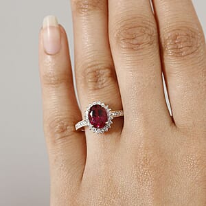 Certified & Appraised 10K Yellow Gold AAA Luxuriant Lab Grown Bixbite and Lab Grown Diamond (E-F, VS) (0.35 cts) Ring (Size 9.5) (Del. in 10-12 Days) 2.15 ctw