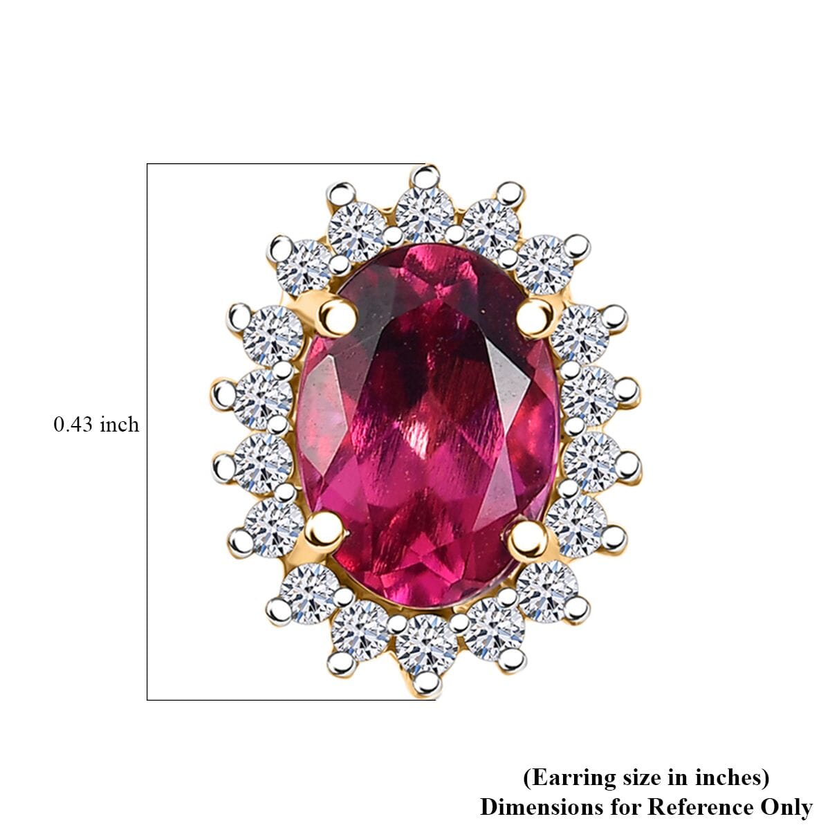Certified & Appraised AAA Luxuriant Bixbite (LG) and E-F VS Lab Grown Diamond 2.29 ctw Sunburst Earrings in 10K Yellow Gold (Del. in 10-12 Days) image number 4
