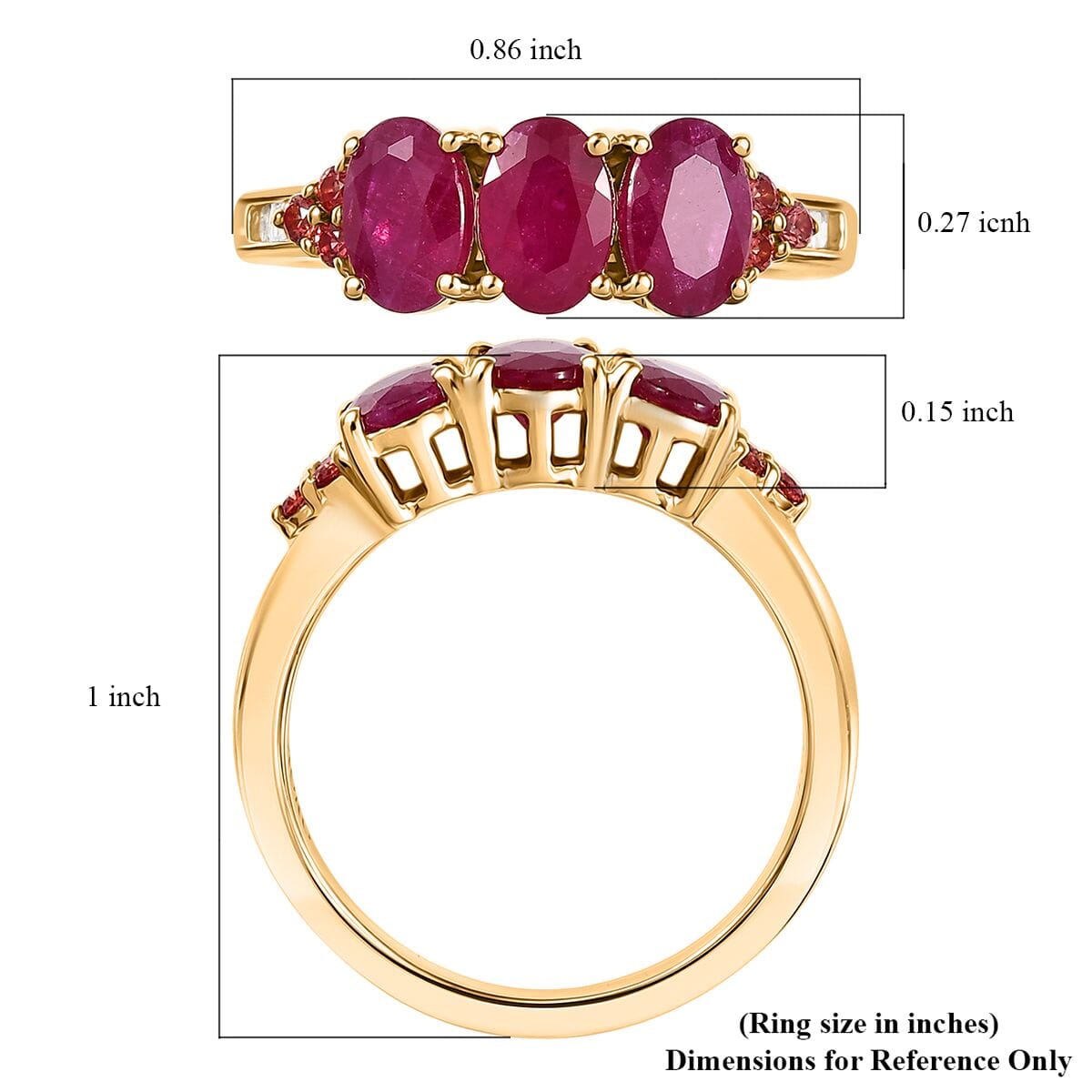 Luxoro AAA Montepuez Ruby, Padparadscha Sapphire and White Diamond I2 2.90 ctw Art Deco Halo Ring in 10K Yellow Gold (Size 9.0) image number 5