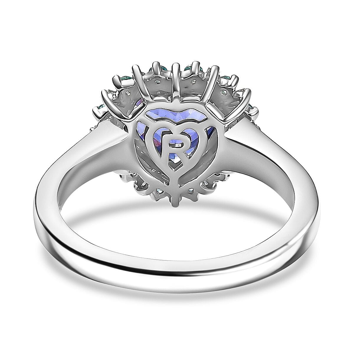 Rhapsody 950 Platinum AAAA Tanzanite, Paraiba Tourmaline and Diamond (E-F, VS2) Heart Ring (Size 6.0) 2.20 ctw image number 4
