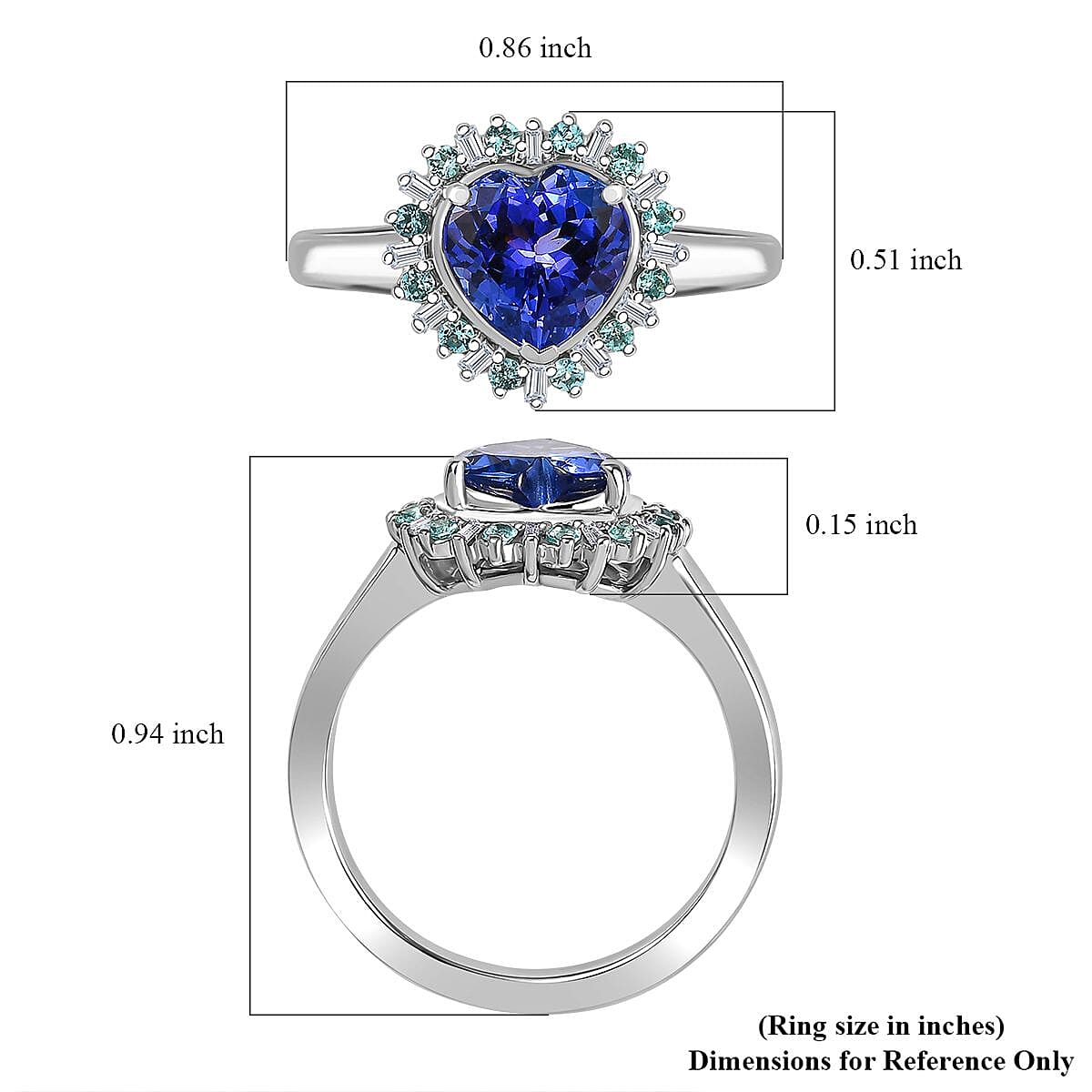 Rhapsody 950 Platinum AAAA Tanzanite, Paraiba Tourmaline and Diamond (E-F, VS2) Heart Ring (Size 6.0) 2.20 ctw image number 5