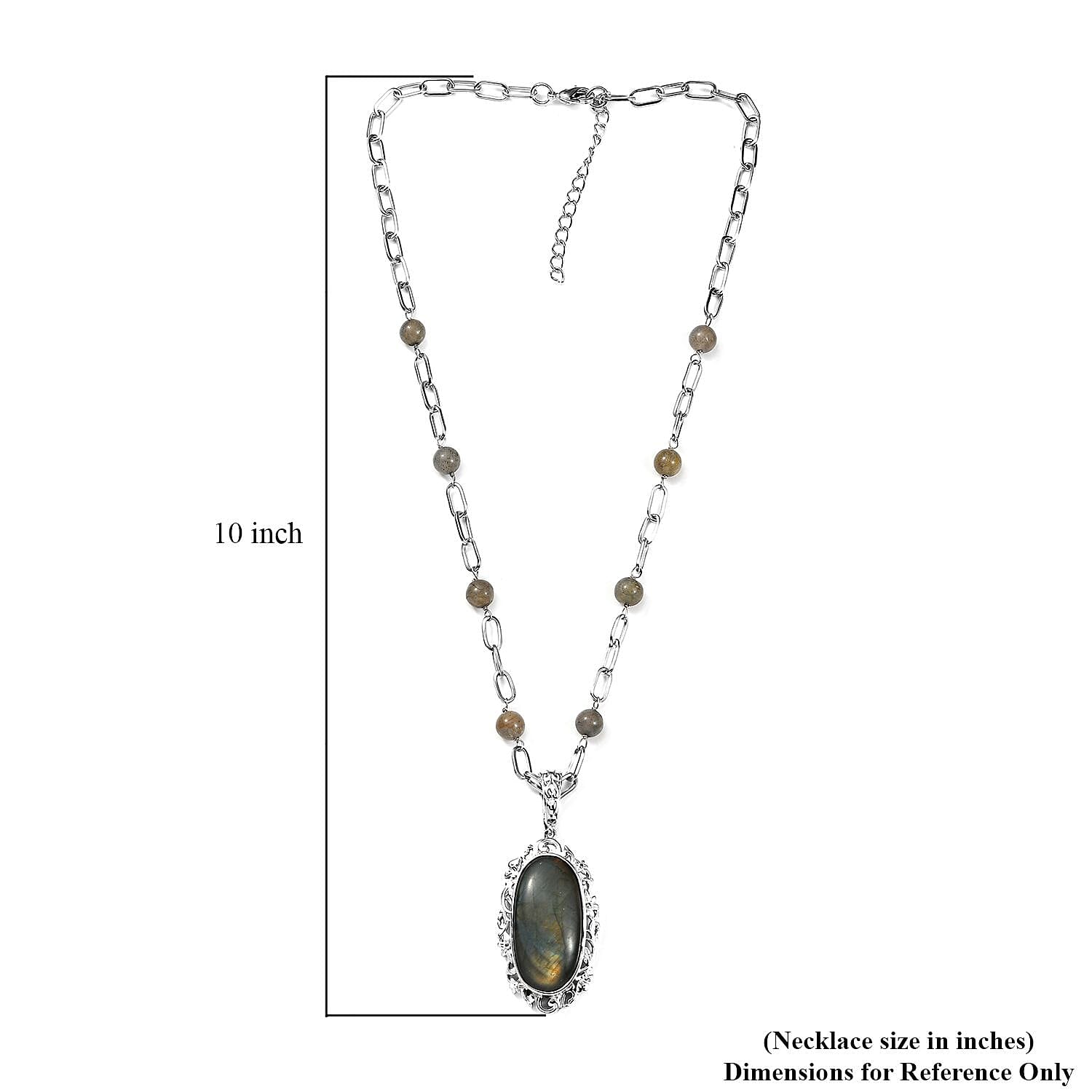 Karis Malagasy Labradorite Pendant com Necklace (18 Inches) in Platinum Bond 35.00 ctw