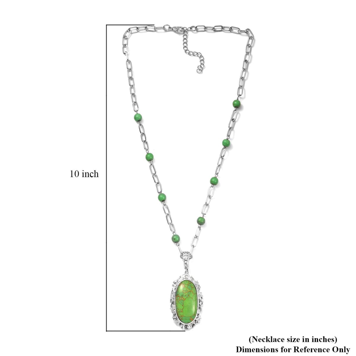 Karis Mojave Green Turquoise Pendant com Necklace (18 Inches) in Platinum Bond 27.90 ctw image number 5