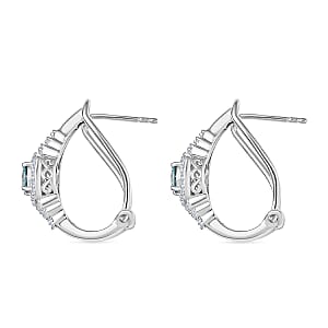 D'Joy Cambodian Blue Zircon and Multi Gemstone 1.65 ctw Latch Back Earrings in Rhodium Over Sterling Silver