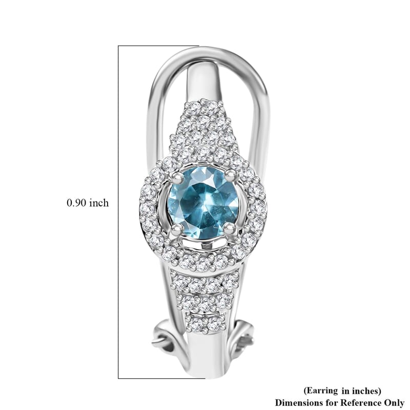 D'Joy Cambodian Blue Zircon and Multi Gemstone 1.65 ctw Latch Back Earrings in Rhodium Over Sterling Silver