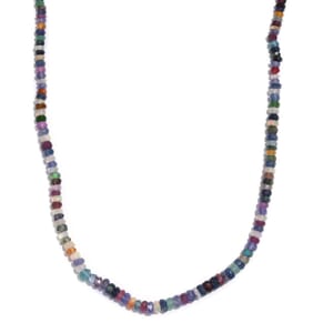 Multi Gemstones 50.00 ctw Necklace in Rhodium Over Sterling Silver 18-20 Inches