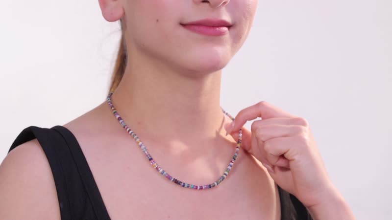 Multi Gemstones 50.00 ctw Necklace in Rhodium Over Sterling Silver 18-20 Inches