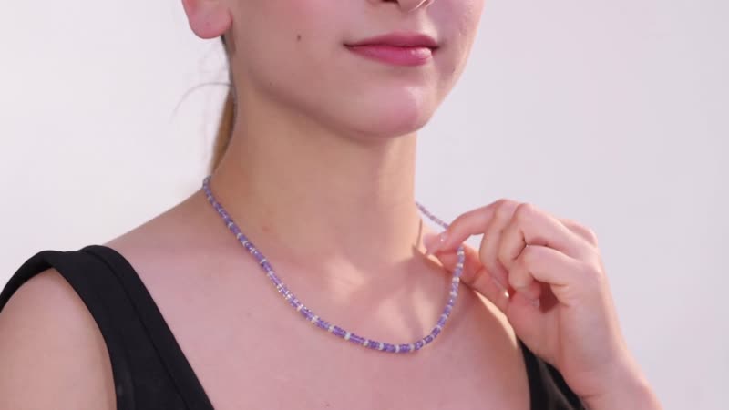 Tanzanite and Ethiopian Welo Opal 50.00 ctw Necklace in Rhodium Over Sterling Silver 18 Inches