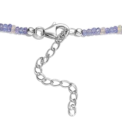 Tanzanite and Ethiopian Welo Opal 50.00 ctw Necklace in Rhodium Over Sterling Silver 18 Inches