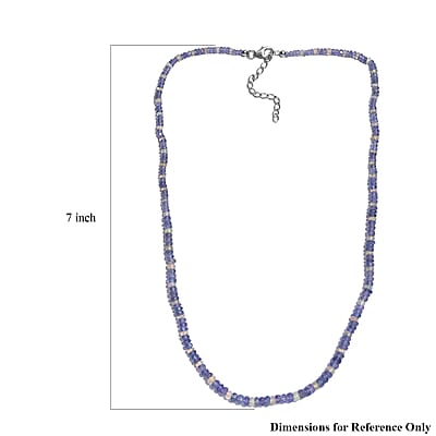 Tanzanite and Ethiopian Welo Opal 50.00 ctw Necklace in Rhodium Over Sterling Silver 18 Inches