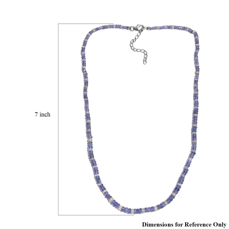 Tanzanite and Ethiopian Welo Opal 50.00 ctw Necklace in Rhodium Over Sterling Silver 18 Inches