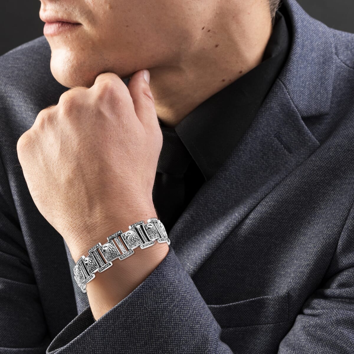 Bali Legacy Eagle Bracelet in Sterling Silver (7.50 In) 37.30 Grams image number 2