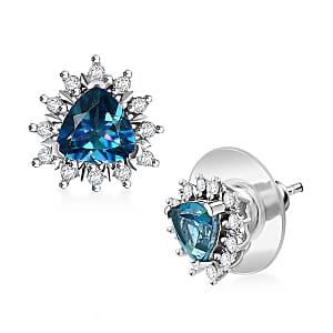 D'Joy Neptune Garden Mystic Topaz and White Zircon 1.60 ctw Starburst Earrings in Platinum Over Sterling Silver