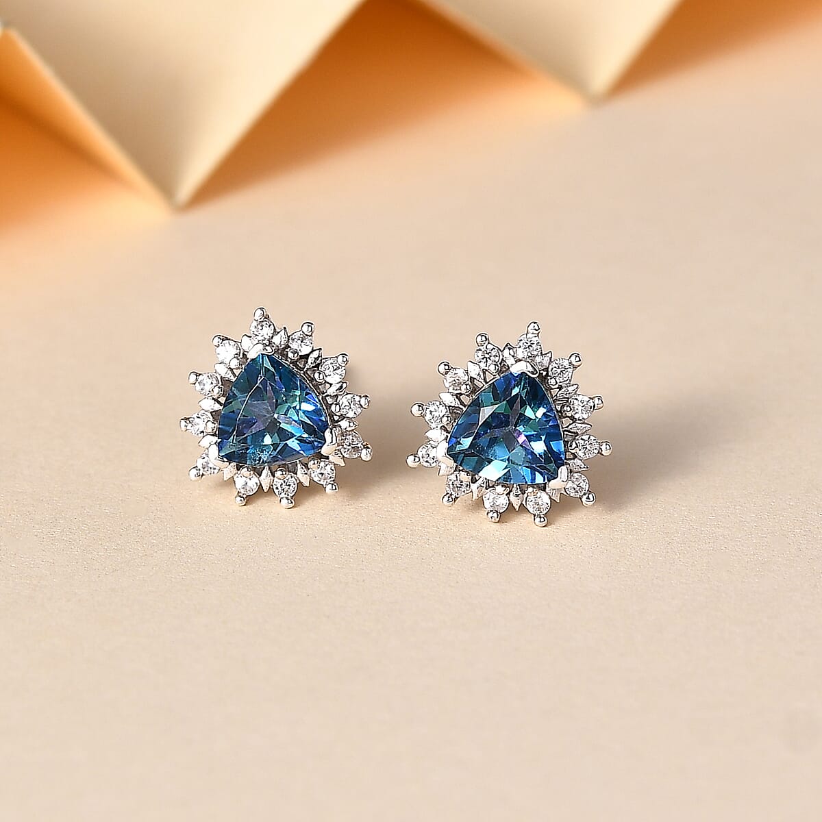 D'Joy Neptune Garden Mystic Topaz and White Zircon 1.60 ctw Starburst Earrings in Platinum Over Sterling Silver image number 1