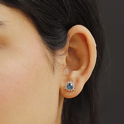 D'Joy Neptune Garden Mystic Topaz and White Zircon 1.60 ctw Starburst Earrings in Platinum Over Sterling Silver