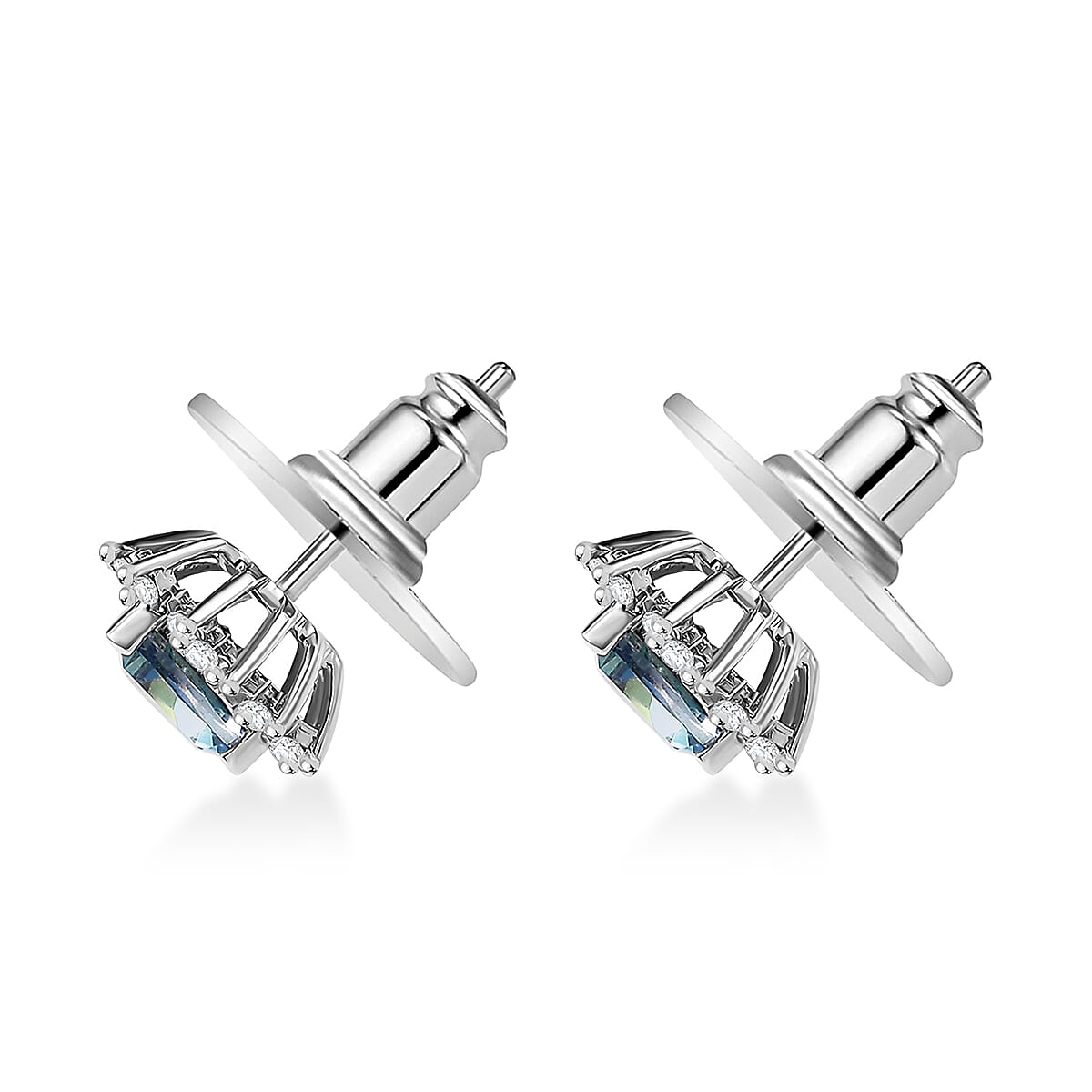 D'Joy Neptune Garden Mystic Topaz and White Zircon 1.60 ctw Starburst Earrings in Platinum Over Sterling Silver image number 3
