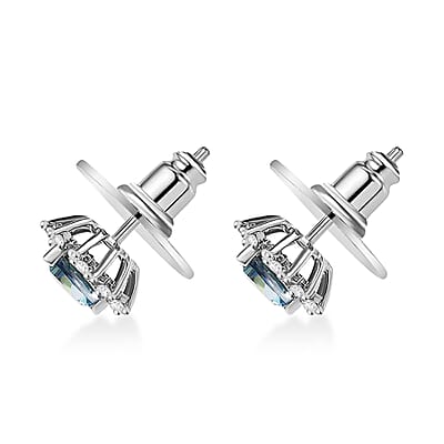 D'Joy Neptune Garden Mystic Topaz and White Zircon 1.60 ctw Starburst Earrings in Platinum Over Sterling Silver