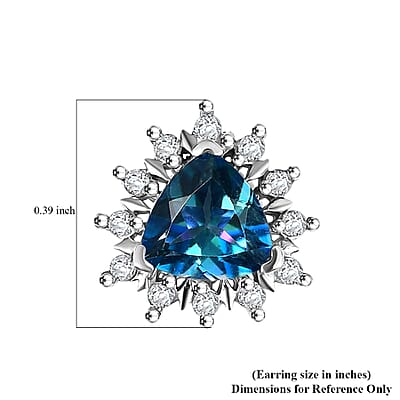 D'Joy Neptune Garden Mystic Topaz and White Zircon 1.60 ctw Starburst Earrings in Platinum Over Sterling Silver