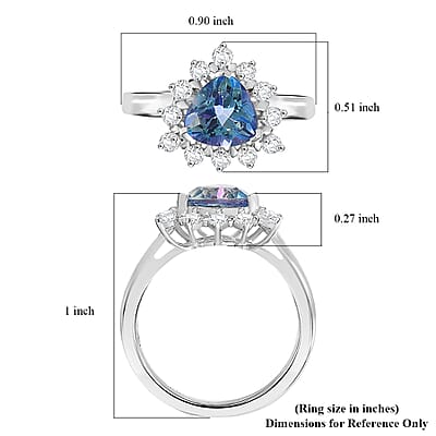D'Joy Neptune Garden Mystic Topaz and White Zircon 2.80 ctw Starburst Ring in Rhodium Over Sterling Silver (Size 10.0)