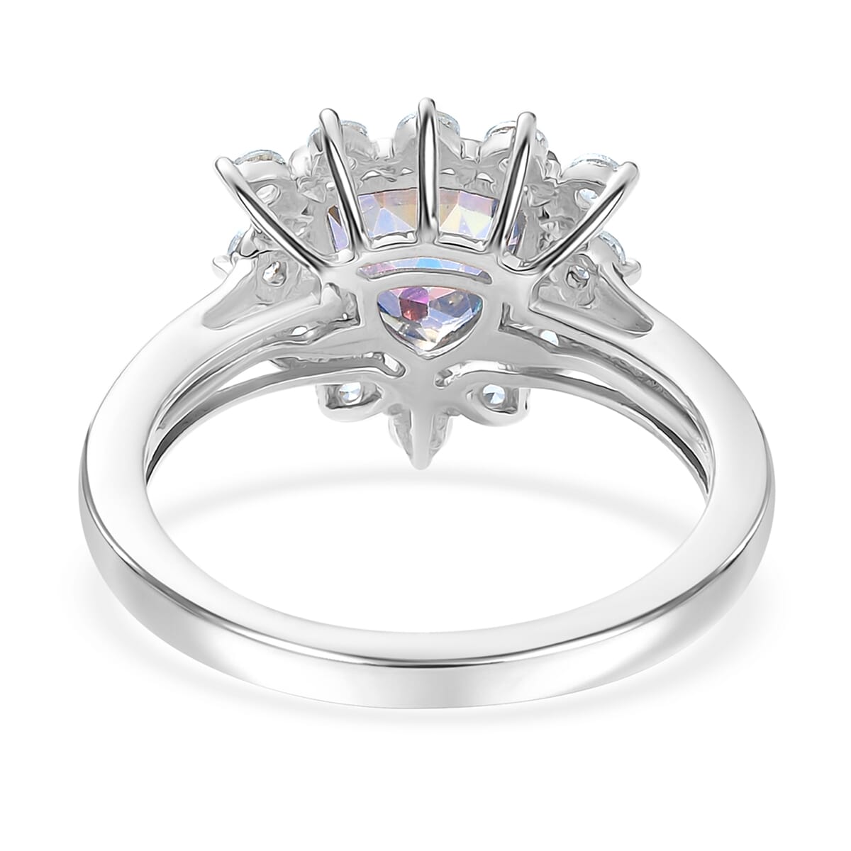 D'Joy Neptune Garden Mystic Topaz and White Zircon 2.80 ctw Starburst Ring in Rhodium Over Sterling Silver (Size 7.0) image number 4