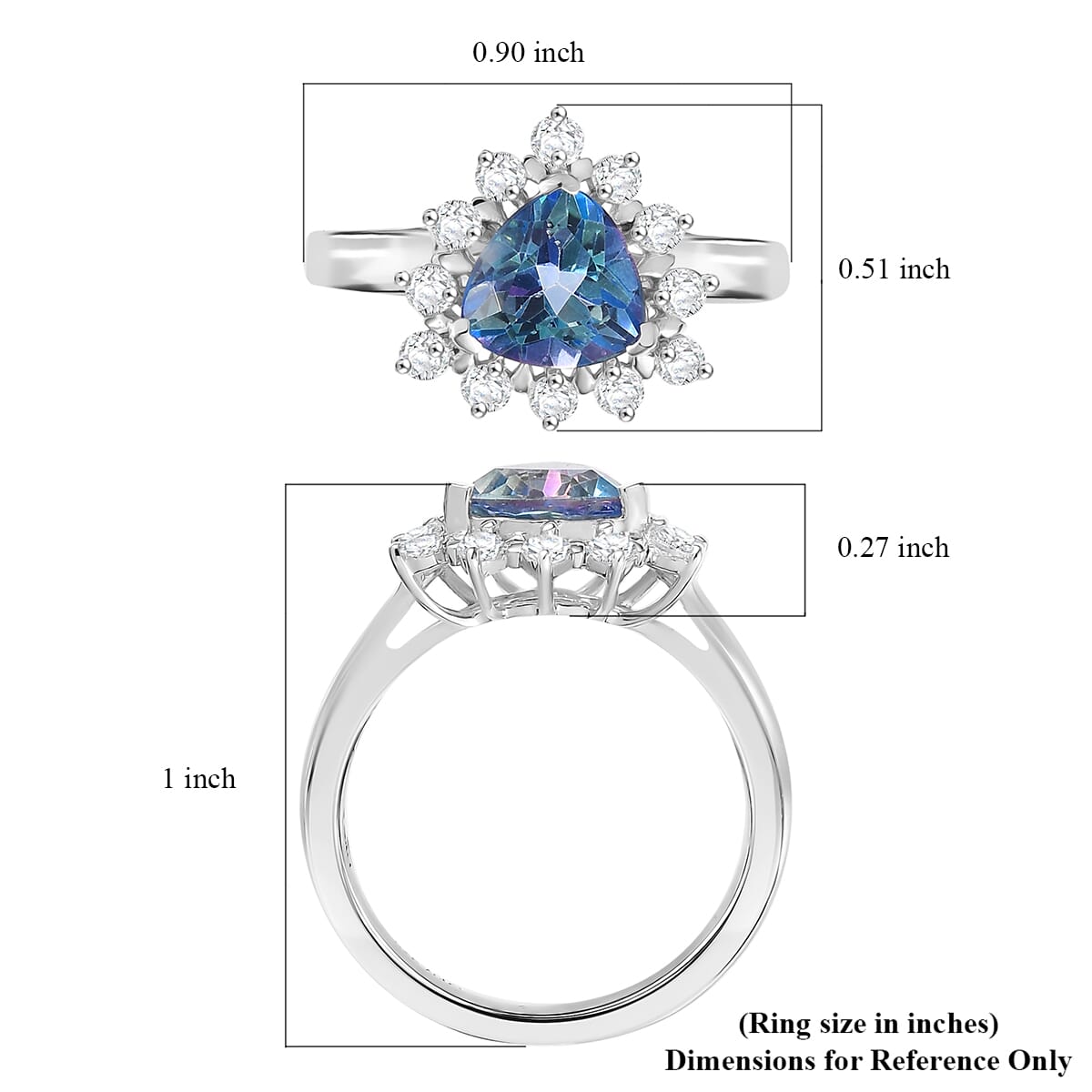 D'Joy Neptune Garden Mystic Topaz and White Zircon 2.80 ctw Starburst Ring in Rhodium Over Sterling Silver (Size 8.0) image number 5