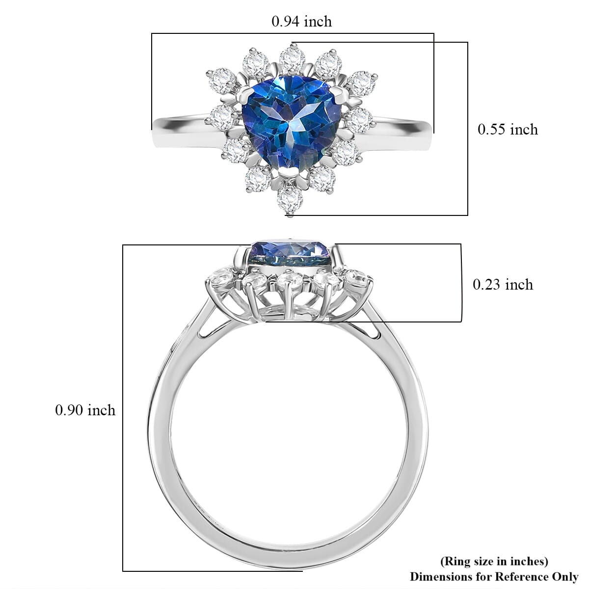 D'Joy Neptune Garden Mystic Topaz and White Zircon 2.80 ctw Starburst Ring in Rhodium Over Sterling Silver (Size 9.0) image number 5
