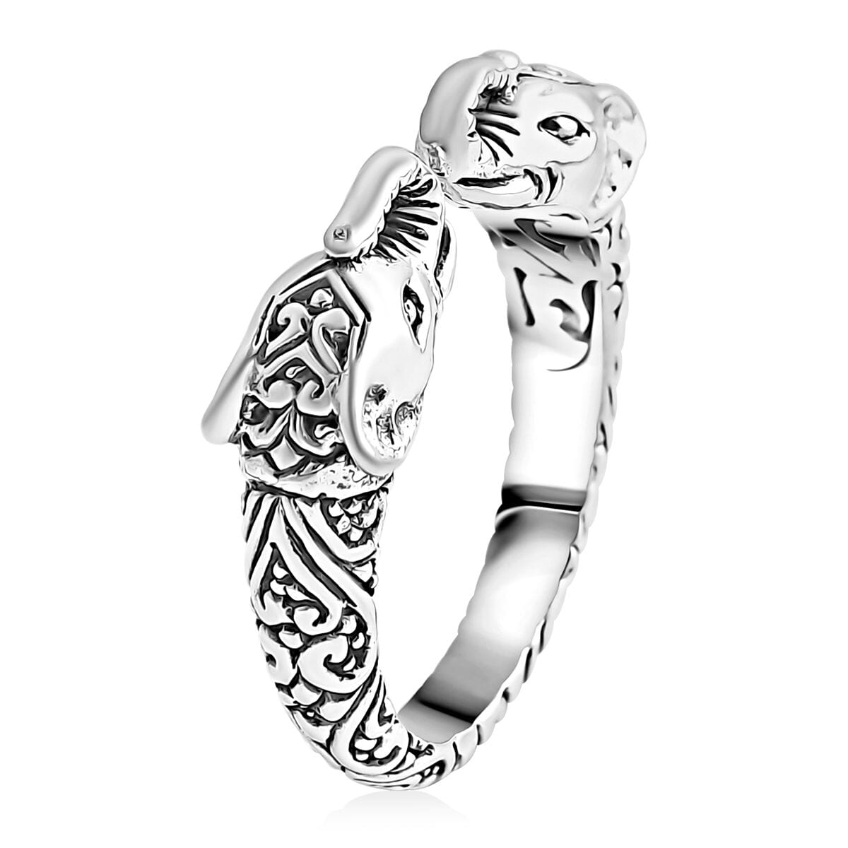 Bali Legacy Sterling Silver Elephant Ring (Size 8.0) 7.07 Grams image number 3
