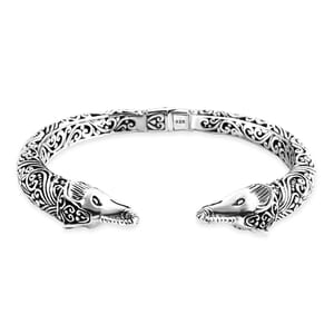 Bali Legacy Sterling Silver Elephant Bangle Bracelet (7.25 In) 32 Grams
