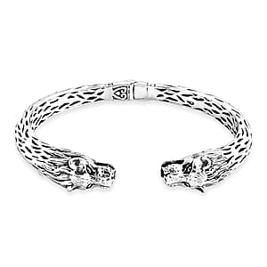 Bali Legacy Sterling Silver Lion Cuff Bracelet (7.25 In) 29.79 Grams