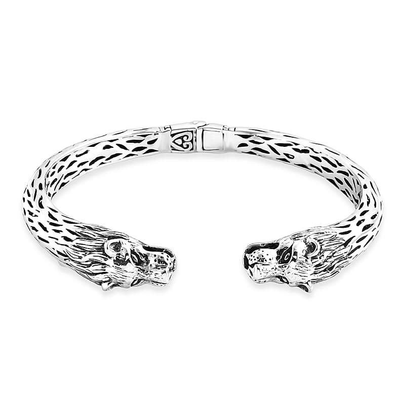 Bali Legacy Sterling Silver Lion Cuff Bracelet (7.25 In) 29.79 Grams