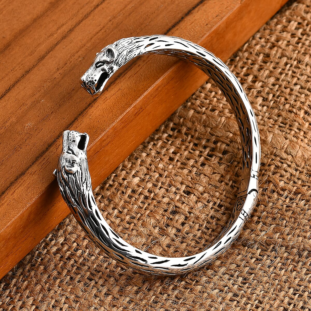 Bali Legacy Sterling Silver Lion Cuff Bracelet (7.25 In) 29.79 Grams image number 1