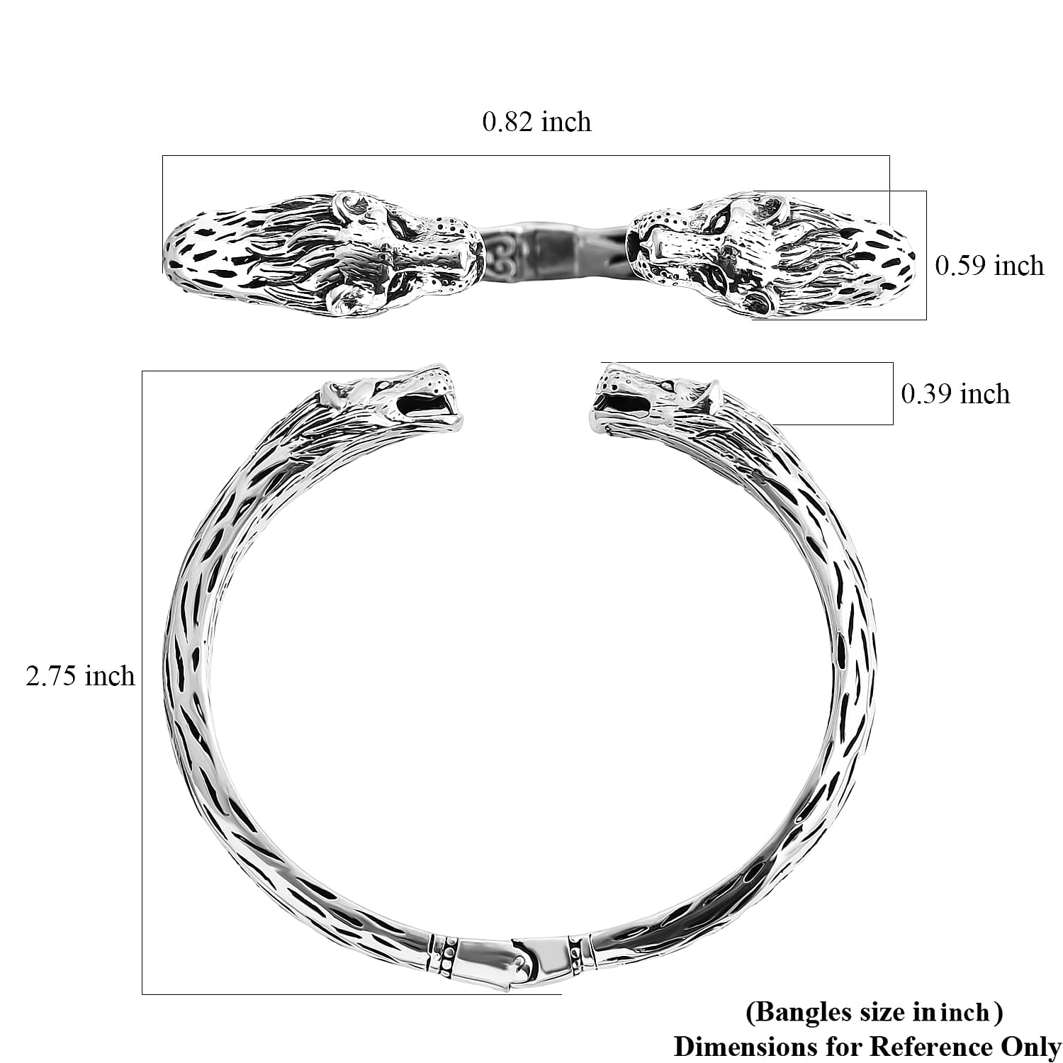 Bali Legacy Sterling Silver Lion Cuff Bracelet (7.25 In) 29.79 Grams