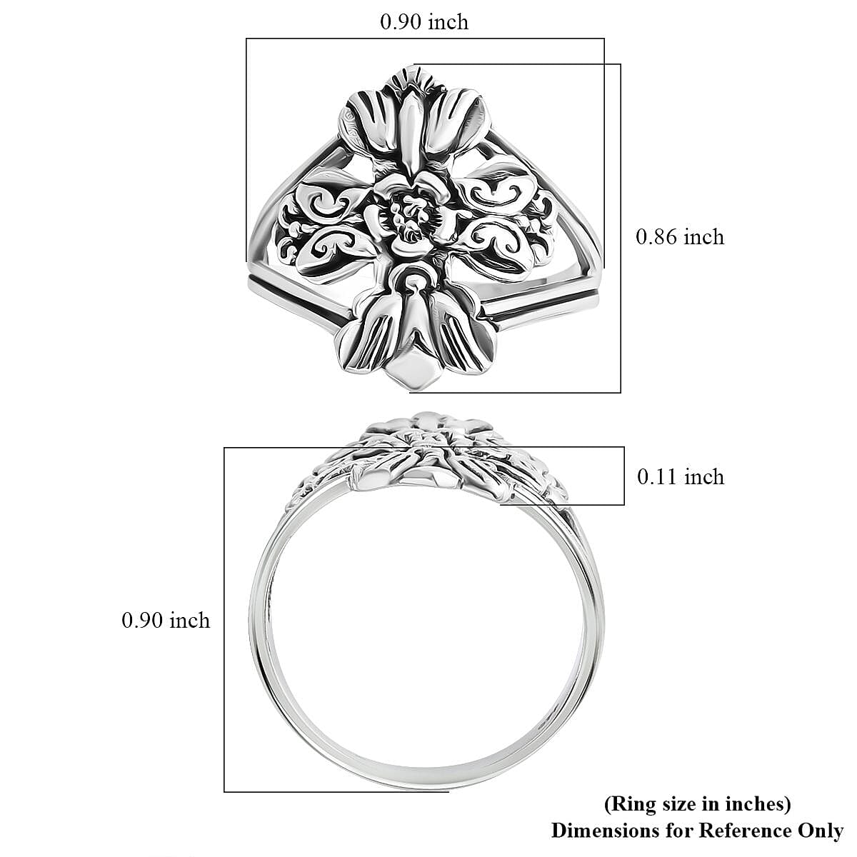 Bali Legacy Catholic Cross Ring in Sterling Silver (Size 10.0) 4.40 Grams