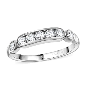 D'Joy Moissanite 0.55 ctw Ring in Rhodium Over Sterling Silver (Size 10.0) 