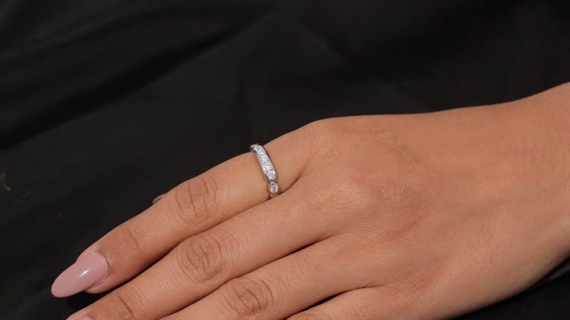 Moissanite Ring in Rhodium Over Sterling Silver (Size 10.0) 0.55 ctw