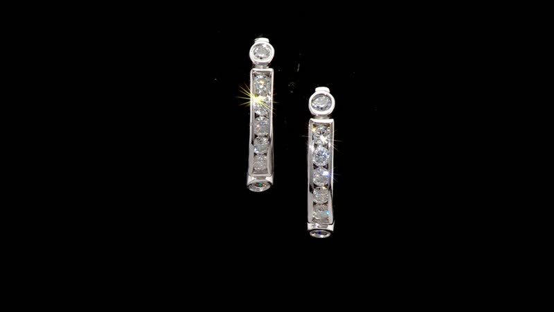 D'Joy Moissanite 0.85 ctw Hoop Earrings in Rhodium Over Sterling Silver