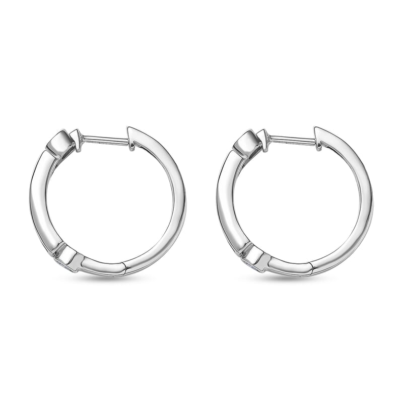D'Joy Moissanite 0.85 ctw Hoop Earrings in Rhodium Over Sterling Silver