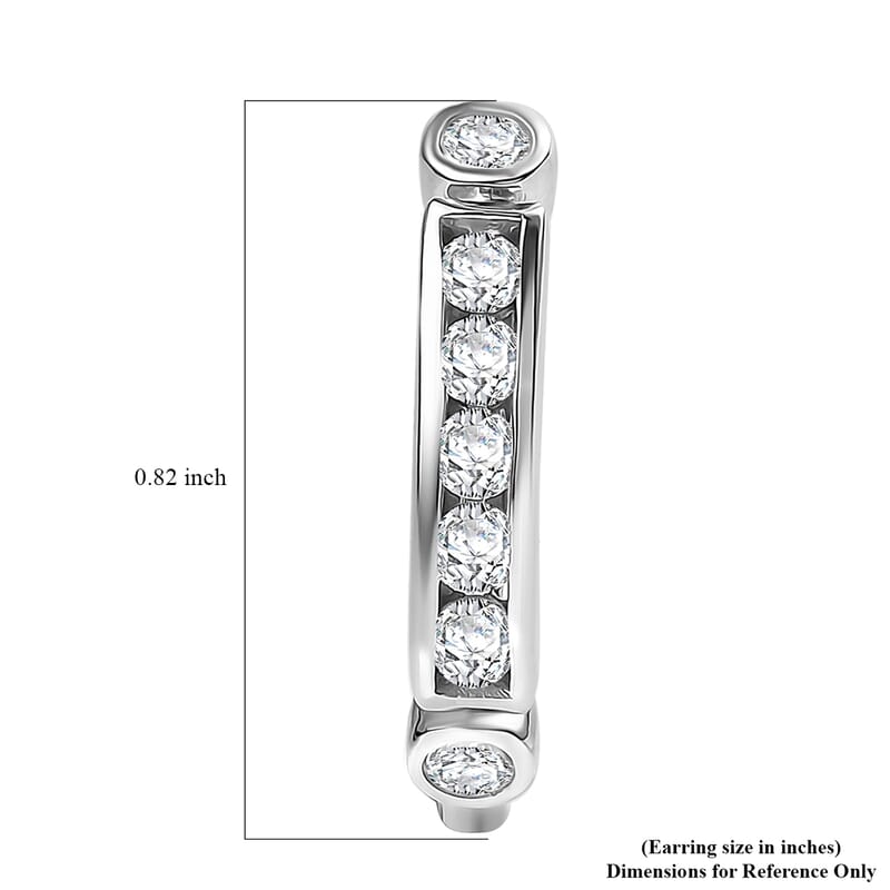 D'Joy Moissanite 0.85 ctw Hoop Earrings in Rhodium Over Sterling Silver