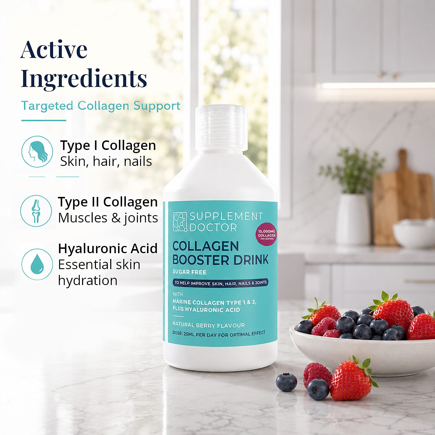 Doctors Cosmeceutical Collagen Booster Drink (15,000MG Sugar Free) 17.59oz