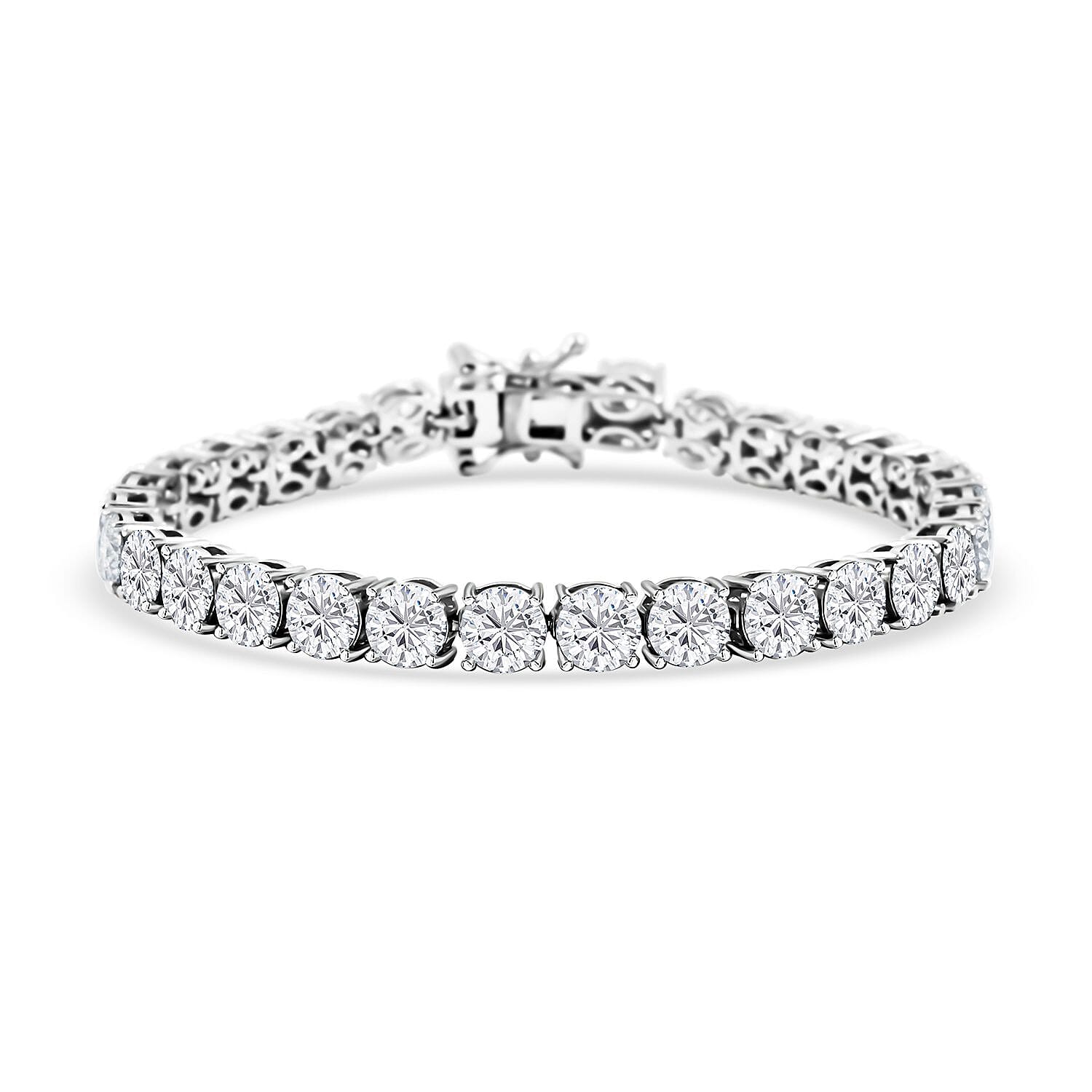 Moissanite 15.10 ctw Tennis Bracelet in Platinum Over Sterling Silver (6.50 In)