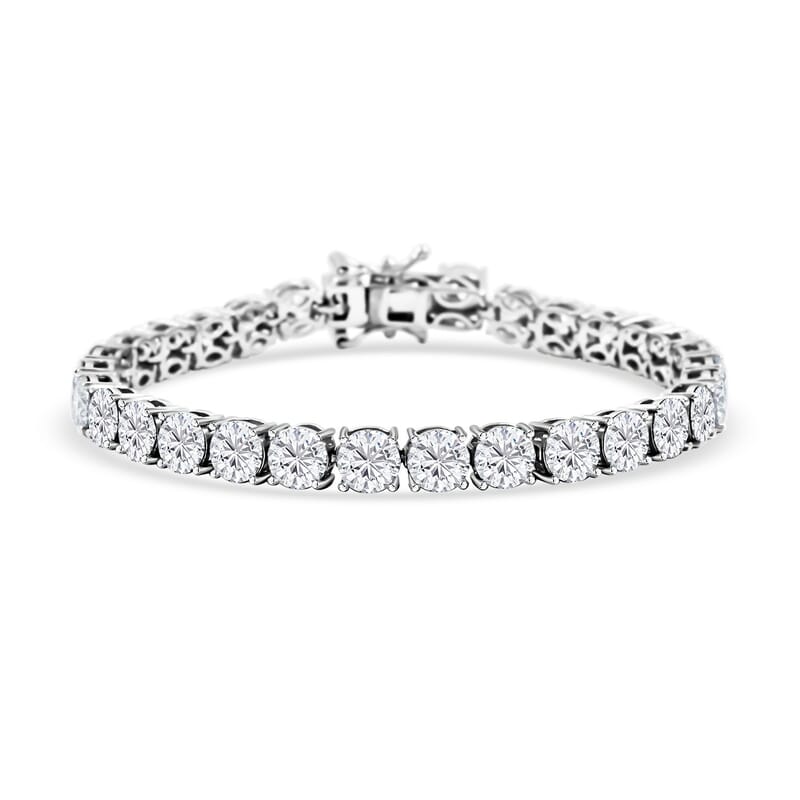 Moissanite 15.10 ctw Tennis Bracelet in Platinum Over Sterling Silver (6.50 In)